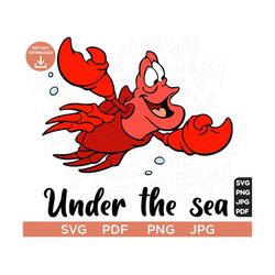 under the sea svg, sebastian svg, the little mermaid svg, disneyland ears svg, vector in svg png jpg pdf format instant