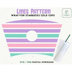 24oz venti cold cup, cold cup svg, full wrap svg, pastel pattern wrap svg, instant download