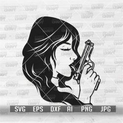 sexy girl licked gun svg | pretty cool gangster stencil | woman hipster cut file | lady gun owner clipart | gun shop mon