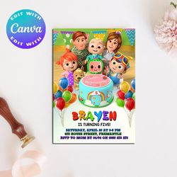 cocomelon invitation, cocomelon birthday invitation, cocomelonbirthday party invitation, cocomelon party, cocomelon