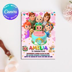 cocomelon invitation, cocomelon girl birthday invitation, cocomelonbirthday party invitation, cocomelon party, cocomelon