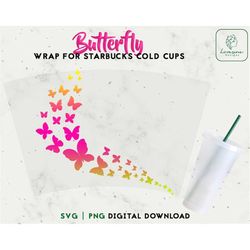 butterfly svg 24oz venti cold cup svg, butterflies wrap svg, full wrap svg, cold cup svg, digital download