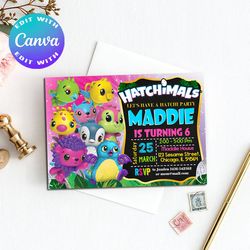 hatchimals invitation, hatchimals birthday party invitation, hatchimals party invitation, hatchimals birthday invitation