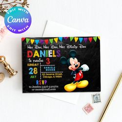 mickey mouse invitation, mickey mouse birthday party invitation, mickey mouse birthday invitation, mickey mouse party