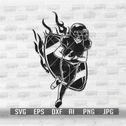 football player svg cut file | flaming football shirt clipart | sports dad stencil | football team cut file | coach & je