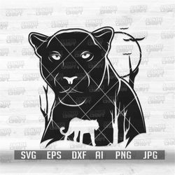Panther Scene svg | Panther Clipart | Panther Cutfile | Panther png | Panther Stencil | Wild One svg | Wild Animal svg |