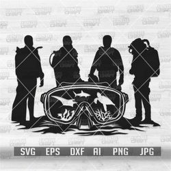 scuba squad svg | cliff diving cut file | i under water gear stencil | goggles clipart | beach scene cutfile| diving tea