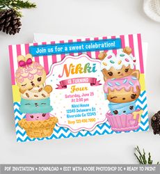 num noms invitation, num noms invites, num noms birthday invitation, num noms birthday party invitation, num noms card