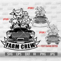 Farm Crew svg | Farm Animal on Truck Clipart | Farming Life Gifts Cut File | Cow Goat Sheep Chicken Duck Stencil | Farme
