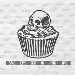 skull cupcake svg | skull svg | cupcake svg | horror svg | gothic cupcake svg | skull clipart | skull cutfile | cupcake