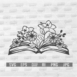 florist book lover svg | book with flowers svg | book lover svg | floral book svg | wildflower svg | reading svg | flowe