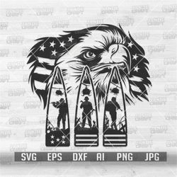 patriotic eagle military bullet scene svg | soldier stencil | veteran dad shirt png | us army | navy marine clipart | 4t