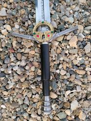 handcrafted black handle witcher sword, the witcher, geralt of rivia's "steel" the witcher sword steel replica,