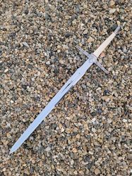 handcrafted white handle witcher sword, the witcher, geralt of rivia's "steel" the witcher sword steel replica,