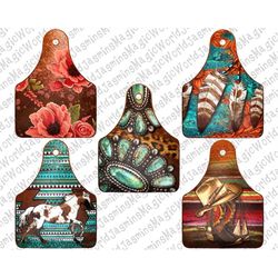 serape western boots sunflower floral farm cow tag design bundle,horse tag png bundle,rose tag bundle, sublimation downl