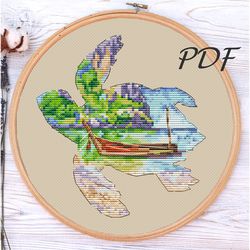 cross stitch pattern pdf on distant shores (boat) cross stitch pattern pdf design for embroidery