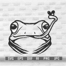 Funny Frog Face svg | Cute Animal Clipart | Zoo Crew Cutfile | Zookeeper Shirt png | Swamp Reptile Stencil | Todpole dxf