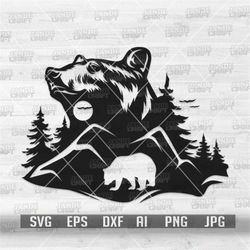 bear scene svg | bear svg | bear clipart | bear cutfile | bear png | outdoor scene svg | camping scene svg | camp life s