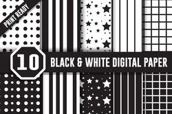 10 black and white digital paper