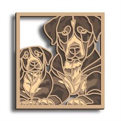 greater swiss mountain dog mandala 3d layered svg, digital file greater swiss mountain dog laser file, file for paper cu