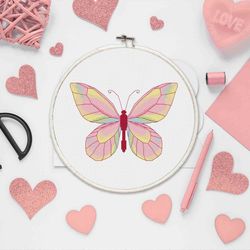 pink butterfly cross stitch pattern