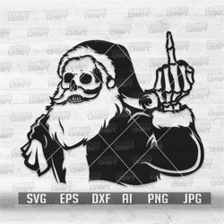 santa skull middle finger svg | santa claus svg | santa clipart | santa claus stencil | santa cutfile | santa shirt svg|