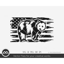 bear svg us flag - bear svg, papa bear svg, baby bear svg, bear silhouette, png, clipart