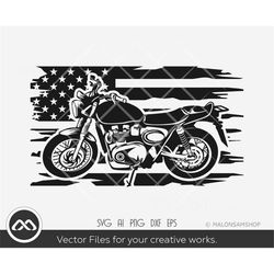 motorcycle svg us flag motor - motorcycle svg, clipart, biker svg, racing svg, cut file, png, dxf