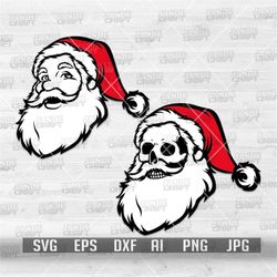 2 santa head svg | santa claus svg | santa clipart | santa skull svg | santa cutfile | santa shirt svg | christmas svg |