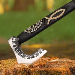 hand made unique hunting viking axe carbon steel tomahawk forged blade hatchet with sheath