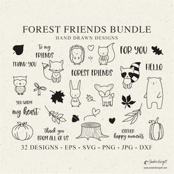 forest friends svg bundle, forest animal svg, forest animal cricut, forest animal clipart, fox svg, bear svg, owl svg, s