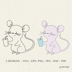 mouse drink plotter file svg dxf png jpg pdf animal cup cricut silhouette drinking straw clipart vinyl laser cut file co