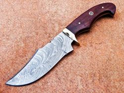 beautiful handmade damascus steel blade camping hunting knife bowie knife