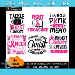 tackle breast cancer bundle svg, 6 files tackle breast cancer svg