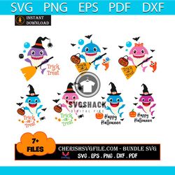 halloween baby shark bundle svg, 7 files halloween baby shark svg