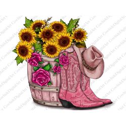 valentine's day boots cowgirl hat and roses png sublimation design, valentines day boots png, western valentines day png