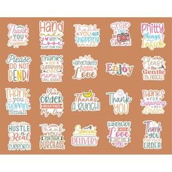 boho thank you stickers for small business, envelope stickers svg bundle, hand lettered sticker, packaging labels digita