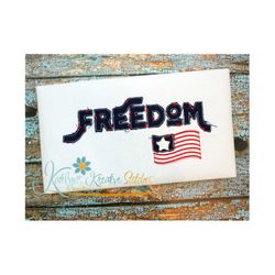 freedom text distressed applique