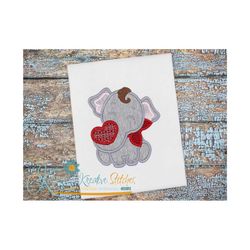 valentine elephant heart applique