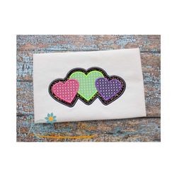 triple hearts motif applique