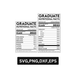 graduate svg, graduate nutrition facts label svg, class 2023 svg, nutrition svg, graduation svg, svg for cricut