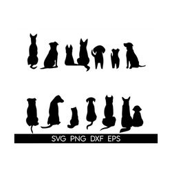 back sitting dogs svg, digital dog, dog silhouette, dog clip art, dog outline, animal silhouettes, back dog silhouette