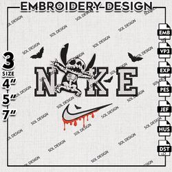 nike skeleton stitch embroidery designs, horror characters, halloween embroidery files, machine embroidery