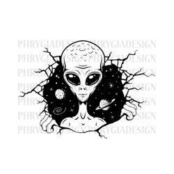 alien coming out of wall svg , alien break through wall svg , alien svg , alien clipart , alien shirt svg , space svg ,