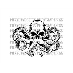 skull octopus svg , tentacles svg , ocean sea monster , octopus svg , kraken svg , skull tentacles svg , dead skeleton s