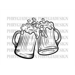 beer mugs svg png , beer cheers svg , alcohol svg , beer svg , beer mug png , beer clipart , digital download , instant