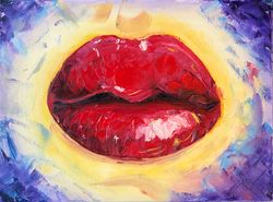 plump lips painting fashion artwork lips wall art original oil art mouth canvas painting kiss fine art