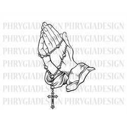 hands with rosary svg , praying svg , christian religion prayer , praying hands svg , praying clipart , praying png , pr