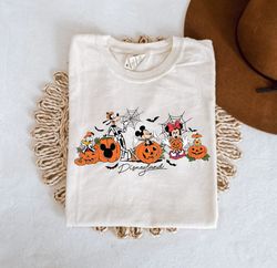 spooky mouse and friends comfort colors shirt, mickey boo halloween shirt, pumpkin mickey, disney spooky shirt, disney h