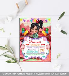 vanellope invitation, vanellope birthday invitation, vanellope birthday party invitation, vanellope invites, candyland